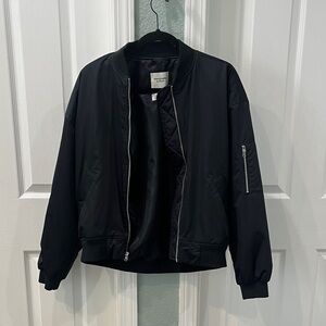 Abercrombie & Fitch Black Quilted-Lined Bomber Jacket